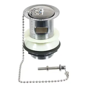 SPARES2GO Chrome Slotted Sink Basin Bathroom Kitchen Waste Chain Stay Plug (1 1/4")