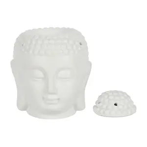 Ceramic Buddha Head Oil Burner - White