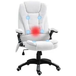 Vinsetto Office Chair w/ Heating Massage Points Relaxing Reclining Cream White