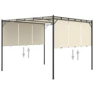 Berkfield Garden Gazebo with Side Curtain 3x3x2.25m Cream