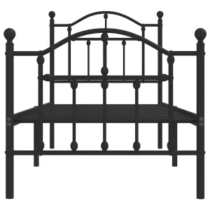 Berkfield Metal Bed Frame with Headboard and Footboard Black 75x190 cm