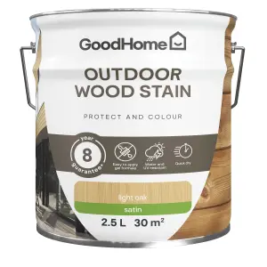 GoodHome Outdoor Light Oak Satin Quick dry Wood stain, 2.5L