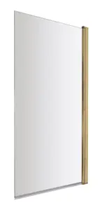 Square 6mm Toughened Safety Glass Hinged Bath Screen - Brushed Brass - Balterley