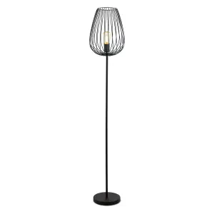 Standing Floor Lamp Light Black Steel 1 x 60W E27 Bulb Tall Living Room