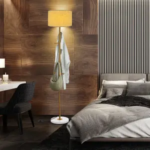 Costway Modern Floor Lamp with Coat Rack Freestanding Lamp W/ 5 Hooks & Foot Switch E27