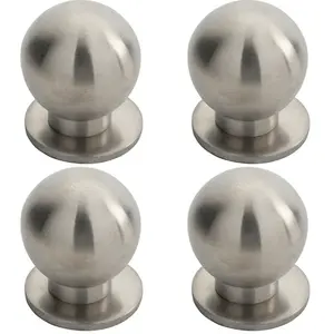 4x Small Solid Ball Cupboard Door Knob 30mm Dia Stainless Steel Cabinet Handle