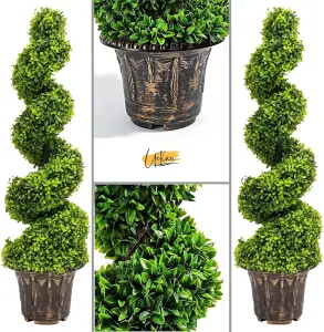 3ft Artificial Twisted Boxwood Spiral Topiary Plant Tree Indoor Outdoor Decor