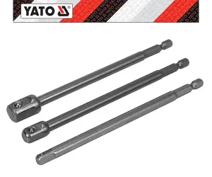 Yato HEX socket adaptor set 3 pcs, 1/2", 3/8", 1/4" 150mm long (YT-04628)