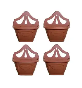 4 x Small 31cm Venetian Wall Planter Basket Garden Pot Plastic Terracotta Colour