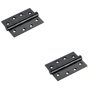 2 PACK - PAIR Grade 13 Heavy Duty Ball Bearing P Hinge - 107 x 77mm Matt Black Door