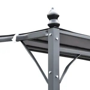 Outsunny 4 x 3M Wall Mounted Awning Free Stand Canopy Shade Porch Pergola Grey