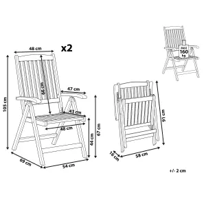 Set of 2 Garden Chairs JAVA Acacia Wood Light Wood