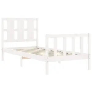 Berkfield Bed Frame with Headboard White 90x200 cm Solid Wood