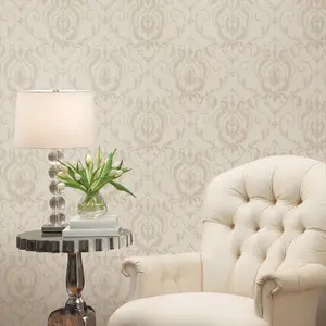 Galerie Ornamenta 2 Silver Beige Ornamenta Damask Embossed Wallpaper