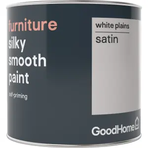 GoodHome White plains Satin Furniture paint, 500ml