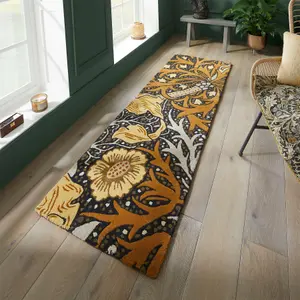 William Morris 127006 Mustard Seaweed Runner Rug For Hallway - Long 67x230cm