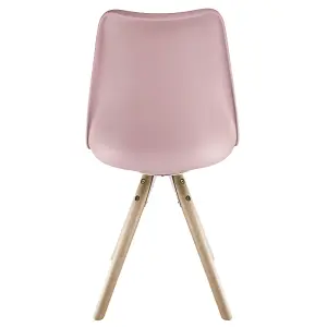 Soho Blush Pink Plastic Dining Chair with Pyramid Light Wood Legs