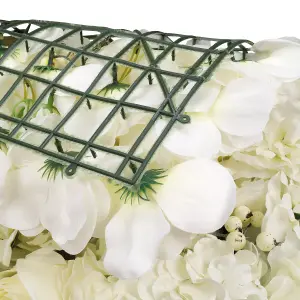 Artificial Flower Wall Backdrop Panel, 60cm x 40cm, White with Berries