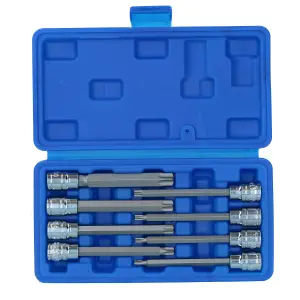 3/8" Drive Extra Long Male Tamper Torx Star Bits Security T25 - T60 8pc Set