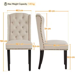 Upholstered Dining Chair (Set of 2) Beige