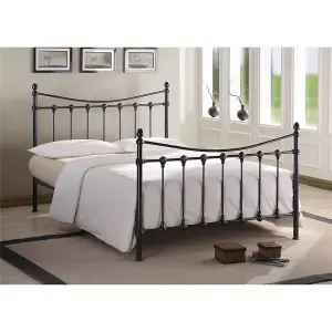 Shell Detailed Black Metal Bed Frame - King Size 5ft