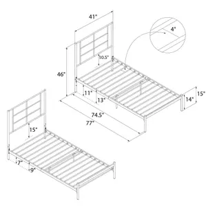 Jensen Metal Bed White, Single