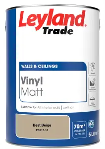 Leyland Trade Vinyl Matt Walls & Ceilings Emulsion Paint Best Beige (PPG15-16) 5L