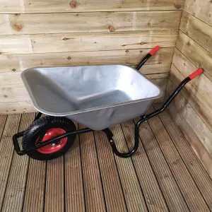 90 Litre 150kg Capacity Heavy Duty Galvanised Samuel Alexander Metal Garden Wheelbarrow with Pneumatic Tyre