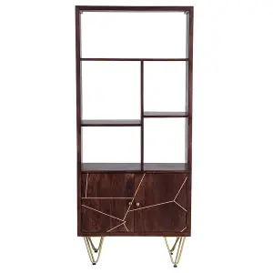 Loft Dark Mango Wood 2 Doors Multi Shelf Bookcase