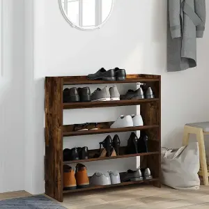 Berkfield Shoe Rack Smoked Oak 80x25x81 cm Engineered Wood