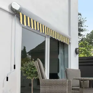 Primrose Awnings 3.0m x 2.5m Retractable Electric Full Cassette Yellow & Grey Awning Outdoor Patio Canopy