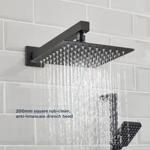 Bristan Noctis Matt Black Recessed Thermostatic Mixer Multi head shower