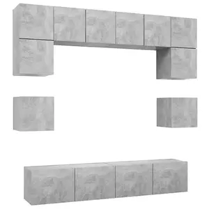 Berkfield 8 Piece TV Cabinet Set Concrete Grey Engineered Wood