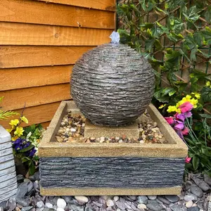 Compact Earth Stone Modern Solar Water Feature