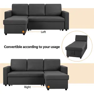 Yaheetech Dark Grey Reversible Sectional Sofa with Chaise for Limited Spaces