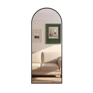 Jobu Home - Akiko, Full Length Leaner Black Metal Arched Mirror - 150cm x 60cm