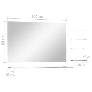 Berkfield Wall Mirror with 5 Shelves Silver 100x60 cm