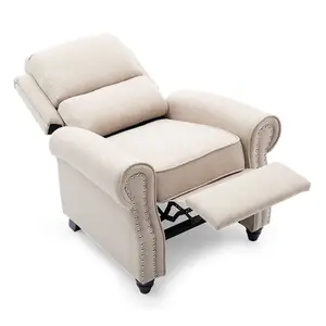 Duxford Fabric Pushback Recliner Armchair Sofa Occasional Chair Cinema (Beige)