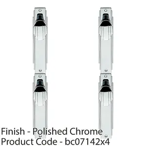 4 PACK - Art Deco Internal Latch Door Handle - Polished Chrome Knob on Backplate Reeded