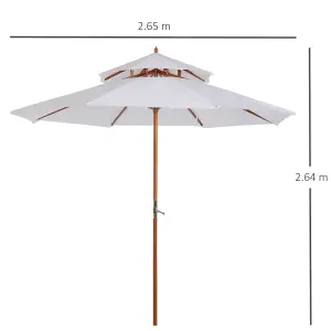 Outsunny Garden Wood Patio Parasol Sun Shade Outdoor Umbrella Canopy Cream