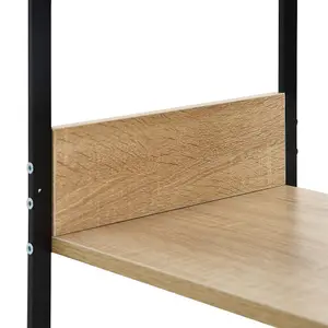 Berkfield Small Straight Book Shelf Black and Oak 33.5x39.6x79.7 cm Engineered Wood