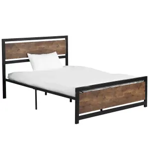 HOMCOM Double Size Metal Bed Frame w/ Headboard & Footboard, 144x195x103cm