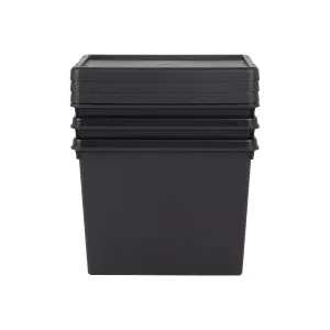 3 x Wham Bam 24L Stackable Recycled Plastic Storage Box & Lid Black