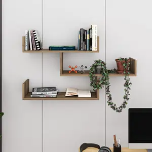 Summer-Louise 3 Piece Floating Shelf Wall Mounted Bookcase Dark Oak