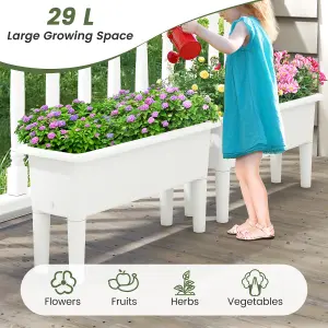 Costway 2 PCS Raised Garden Beds Outdoor Plastic Planter Box w/ Detachable Legs