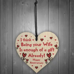 Red Ocean Funny Anniversary Gift For Wife Novelty Wooden Heart Sign Anniversary Gift For Her