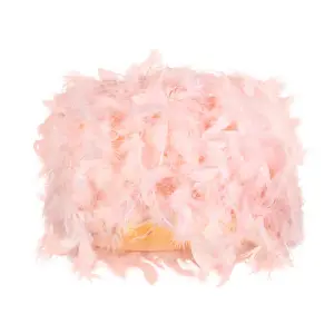 Modern Designer Real Pink Feather Drum Lamp Shade with Inner Cotton Lining