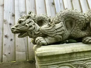 Chinese Dragon Stone Statue Outdoor Garden Ornament British Made Oriental Sculpture