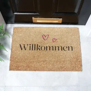 Willkommen Hearts Doormat (60 x 40cm)