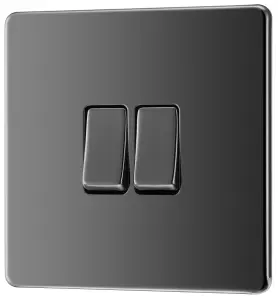 GoodHome Black Nickel 20A 2 way 2 gang Light Screwless Switch